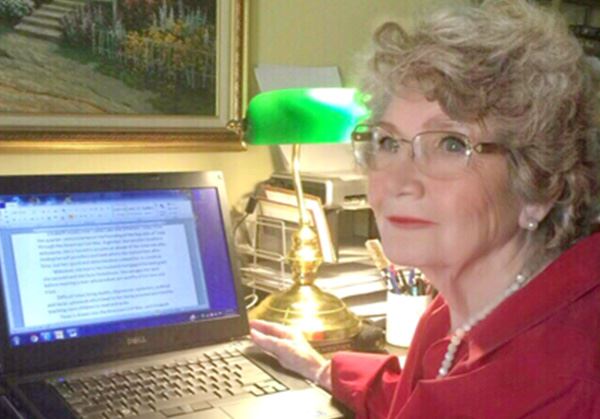 A woman using a computer