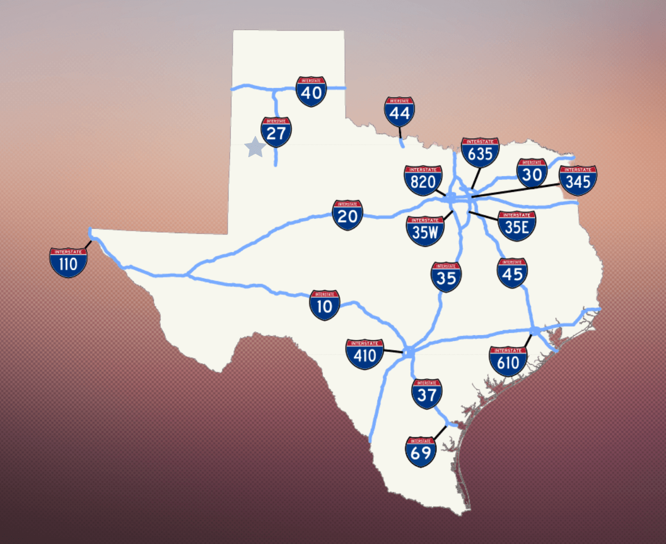 Texas map of interstates